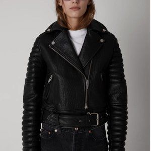 The Arrivals - Rainier Black Lamb Leather Jacket w/ Fur - Small
